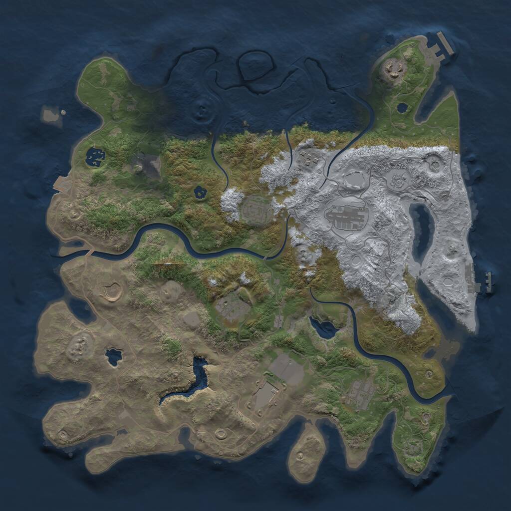 Rust Map: Procedural Map, Size: 4000, Seed: 967188481, 16 Monuments
