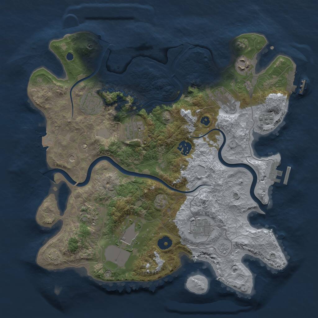 Rust Map: Procedural Map, Size: 3500, Seed: 1039638522, 15 Monuments