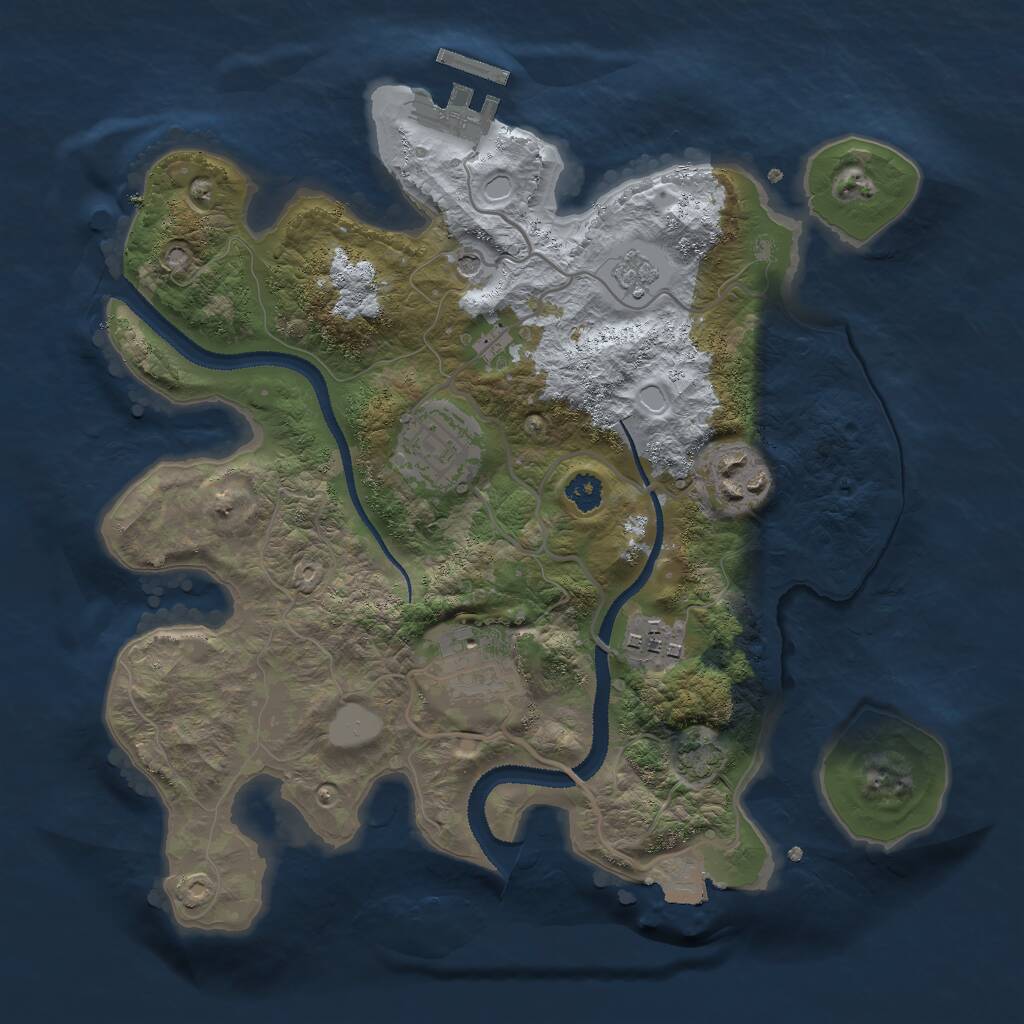 Rust Map: Procedural Map, Size: 2800, Seed: 56342, 9 Monuments