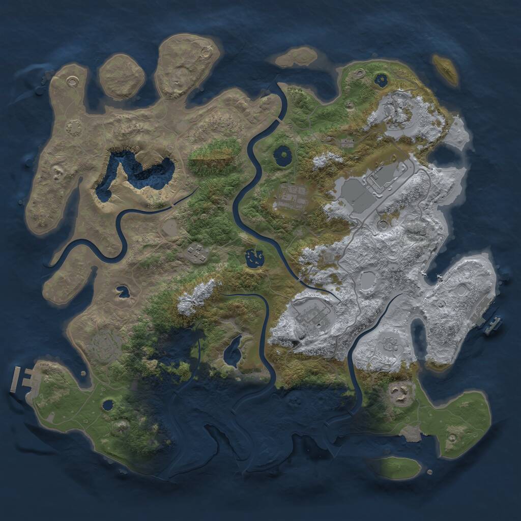 Rust Map: Procedural Map, Size: 4000, Seed: 50500, 14 Monuments