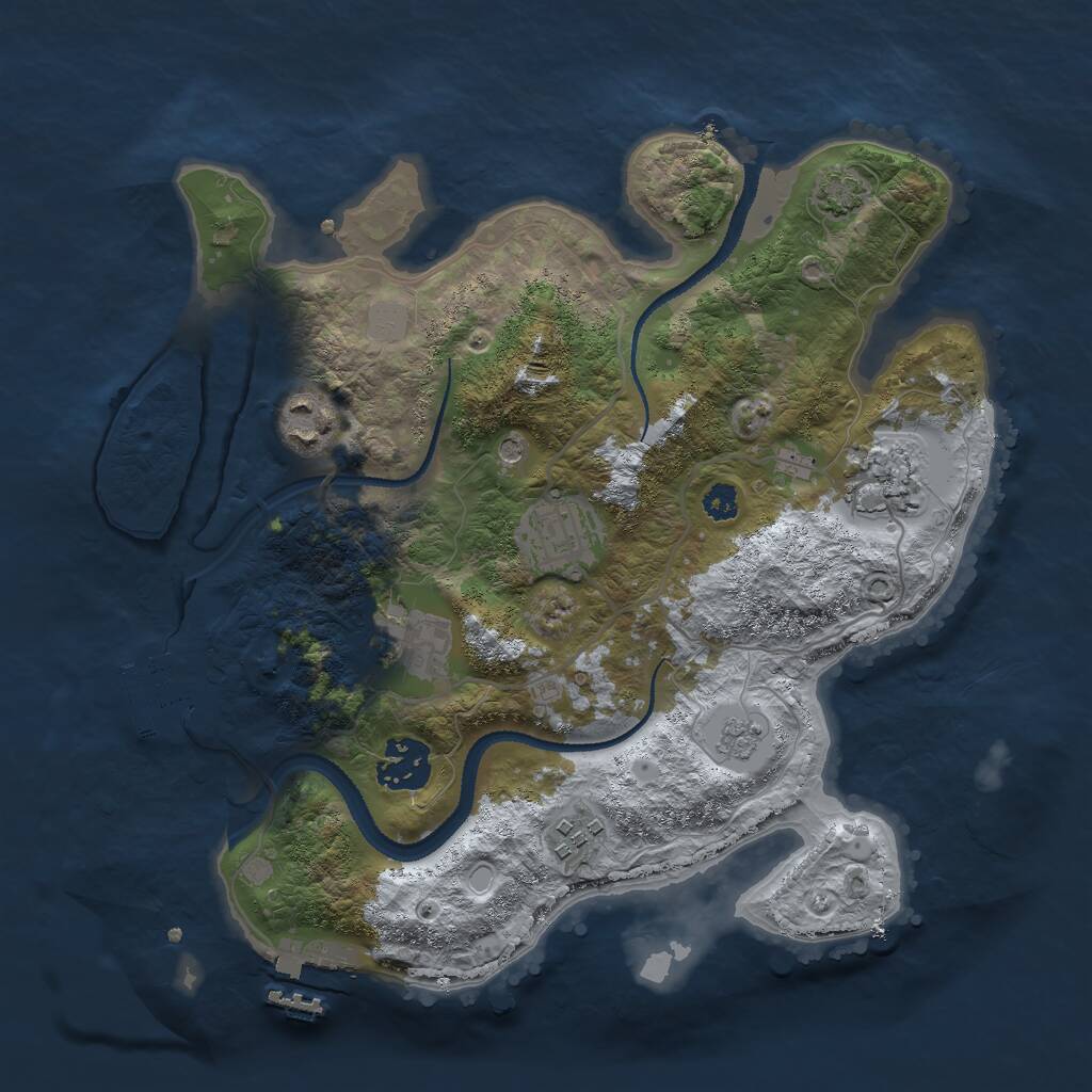 Rust Map: Procedural Map, Size: 3000, Seed: 28523, 12 Monuments