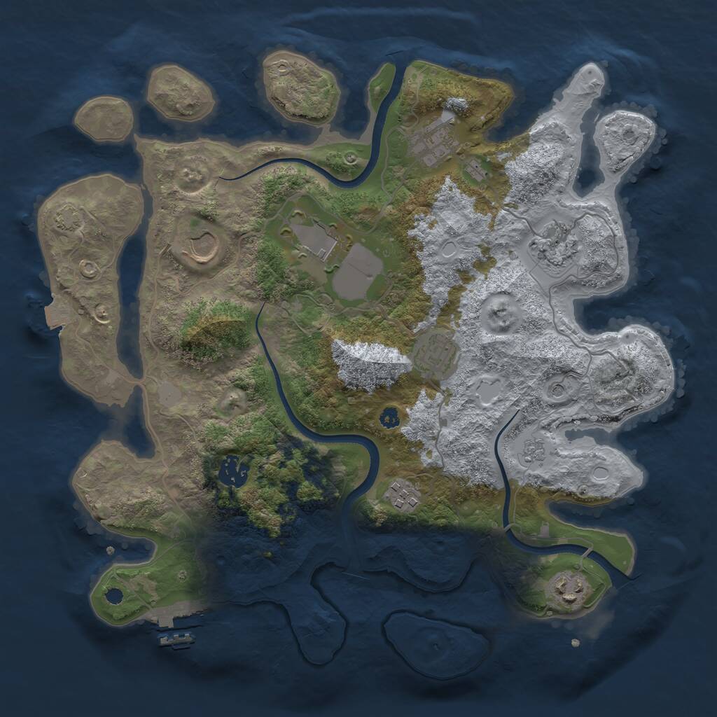 Rust Map: Procedural Map, Size: 3500, Seed: 258722776, 13 Monuments