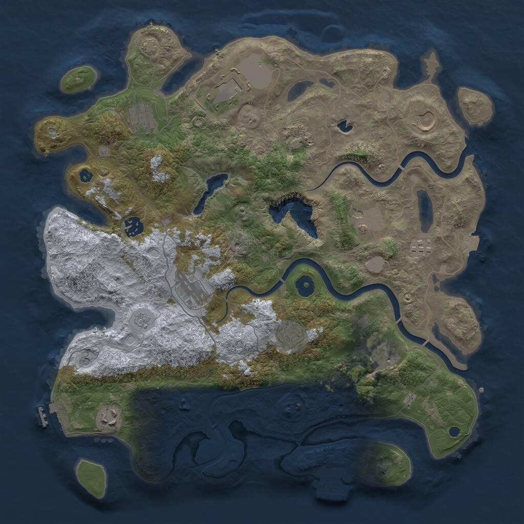Rust Map: Procedural Map, Size: 4000, Seed: 663452361, 17 Monuments