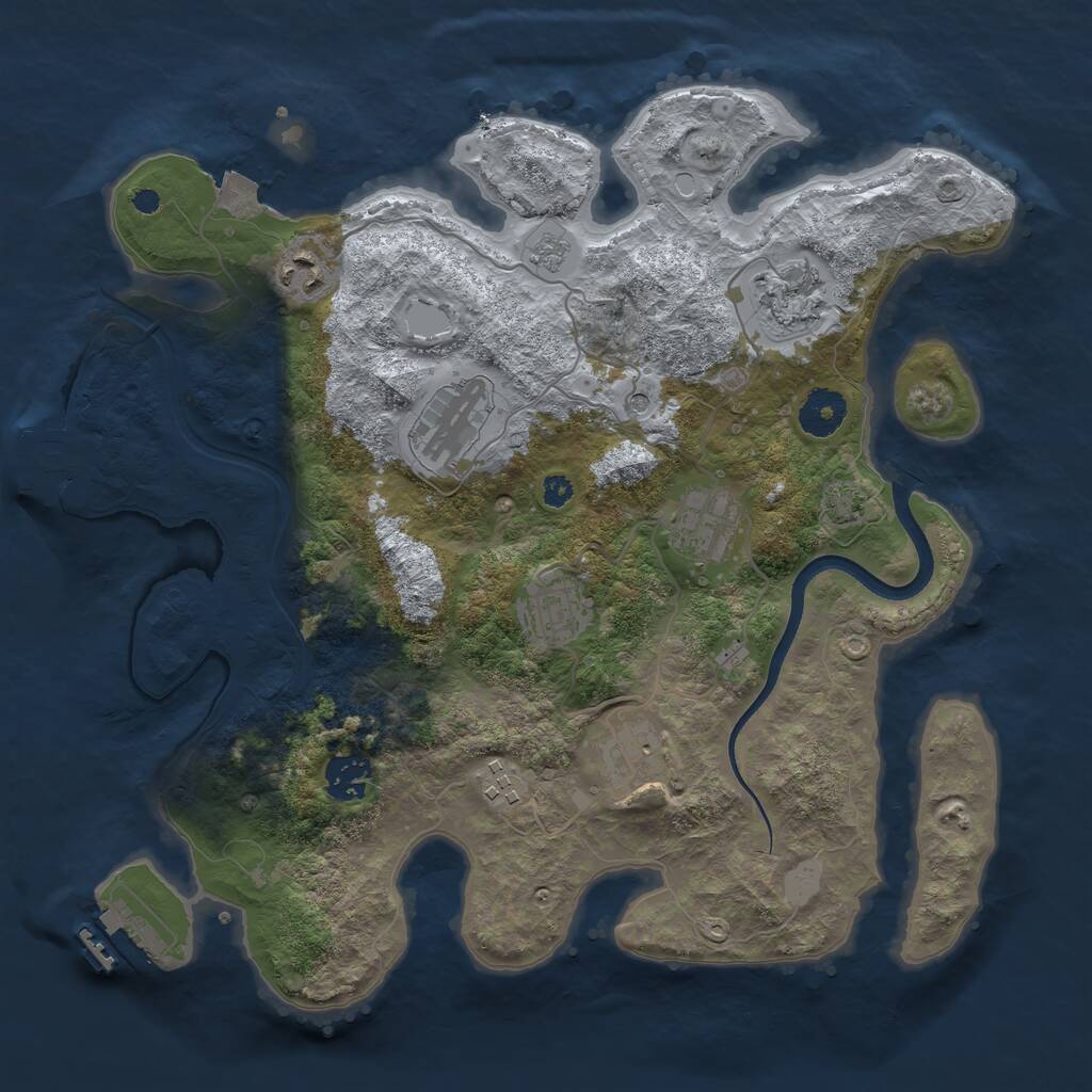 Rust Map: Procedural Map, Size: 3489, Seed: 1, 14 Monuments