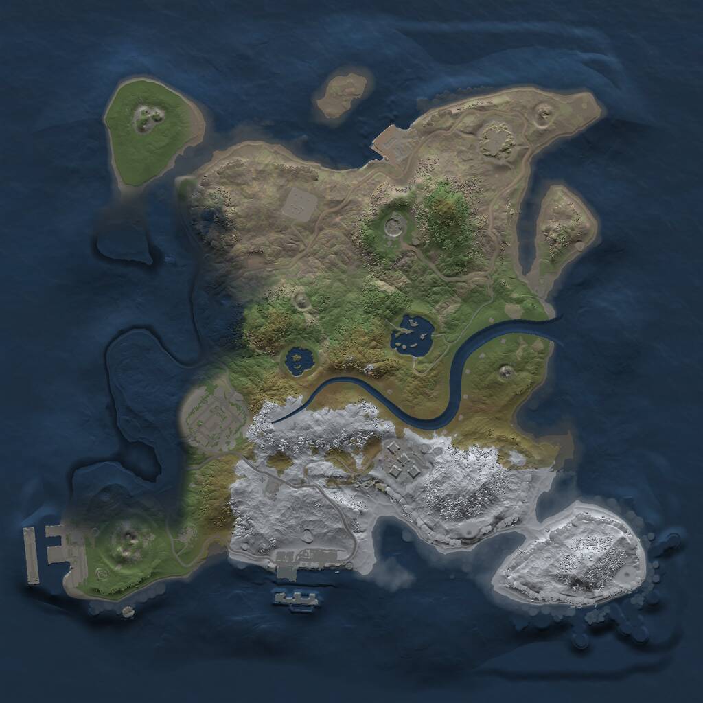 Rust Map: Procedural Map, Size: 2500, Seed: 1609497060, 8 Monuments