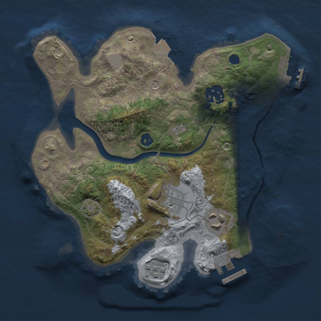 Rust Map: Procedural Map, Size: 2500, Seed: 1636801450, 9 Monuments