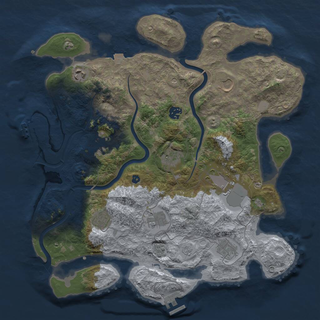 Rust Map: Procedural Map, Size: 3750, Seed: 5524525, 16 Monuments
