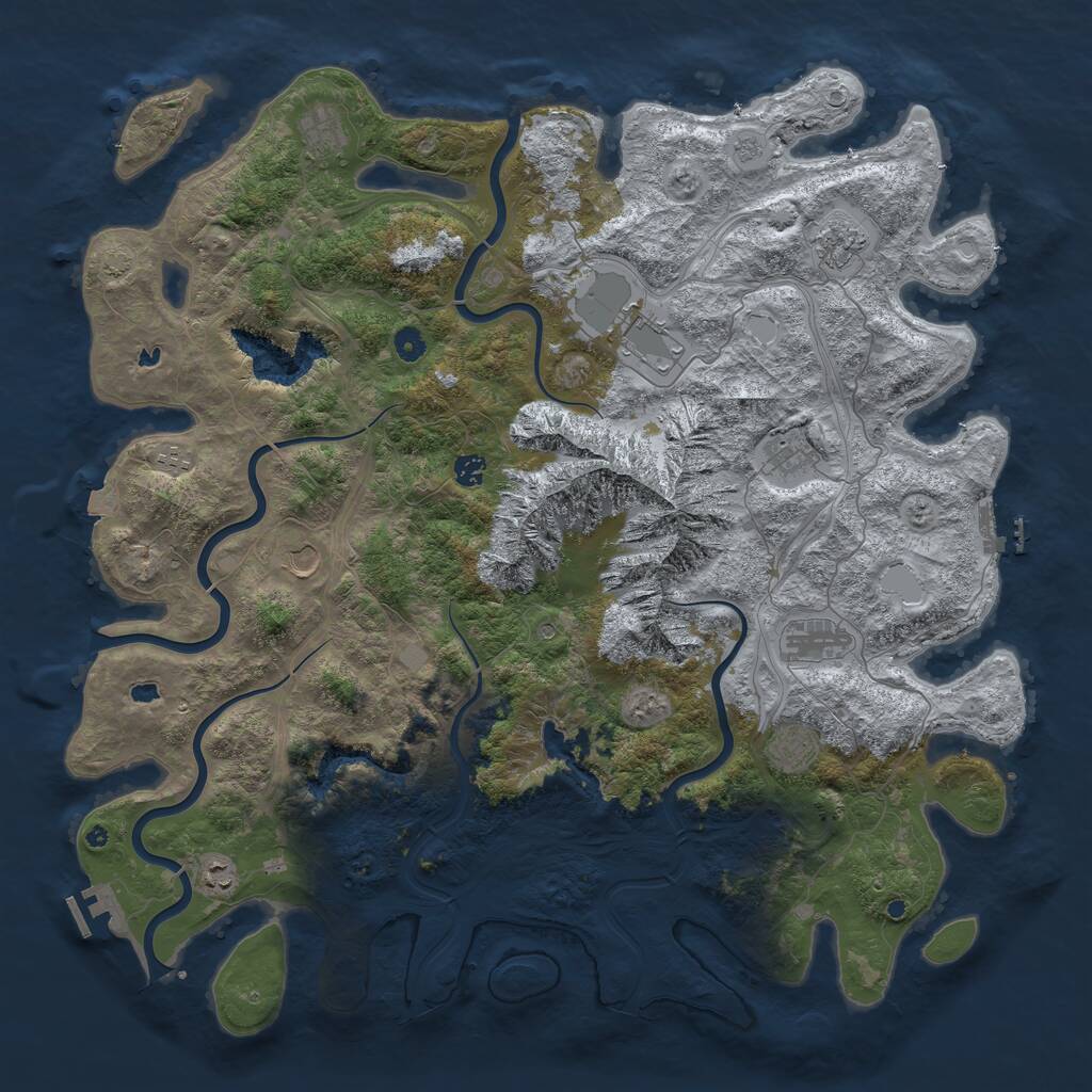 Rust Map: Procedural Map, Size: 5000, Seed: 69658921, 16 Monuments