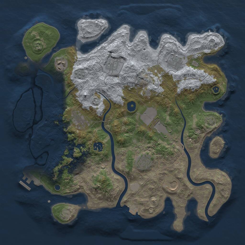 Rust Map: Procedural Map, Size: 3750, Seed: 45241023, 14 Monuments
