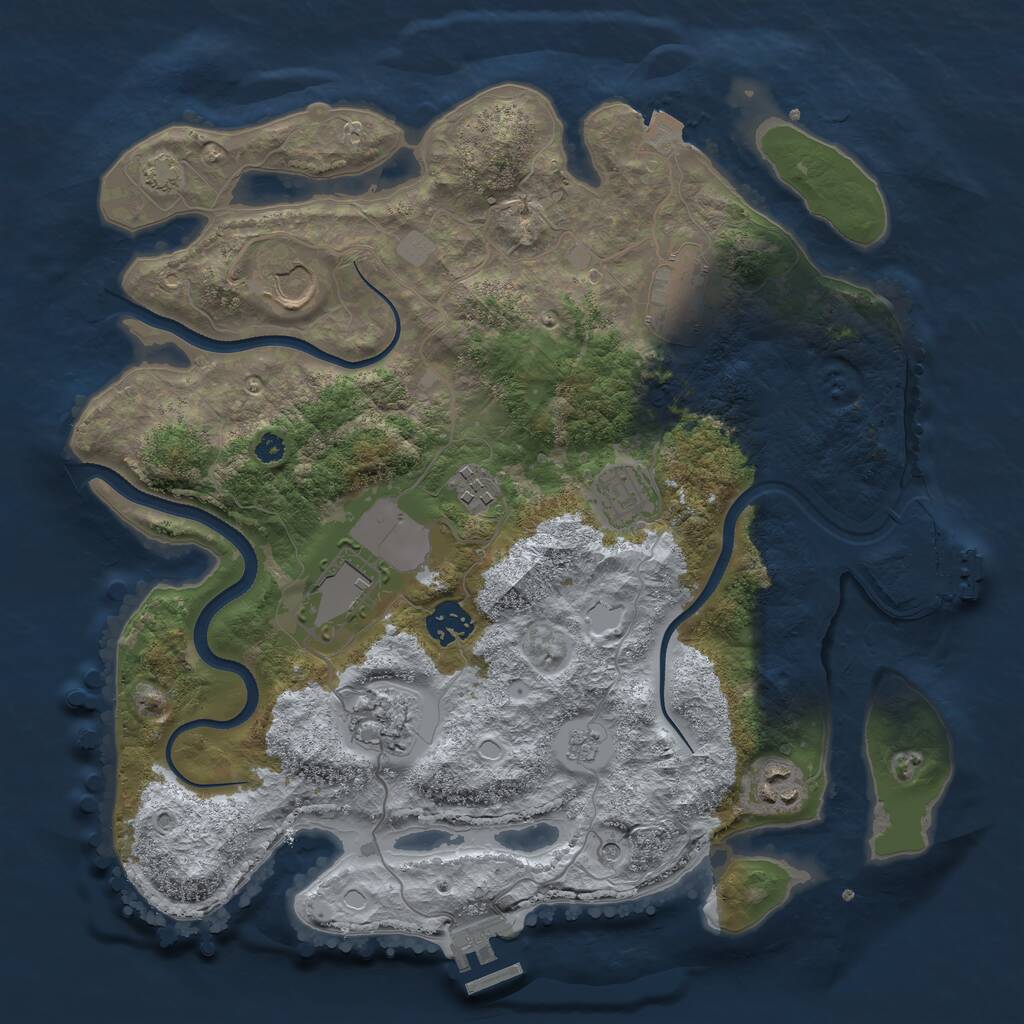 Rust Map: Procedural Map, Size: 3500, Seed: 28262425, 14 Monuments