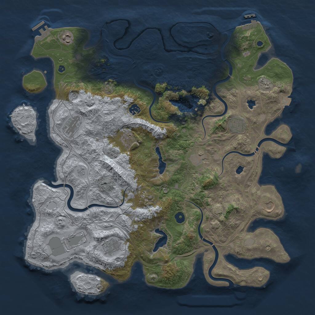 Rust Map: Procedural Map, Size: 4500, Seed: 1172377823, 17 Monuments