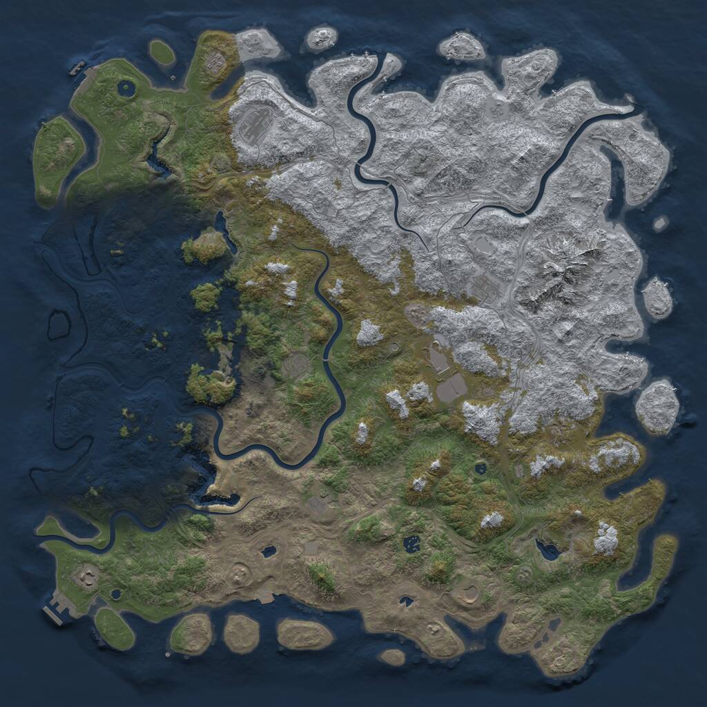 Rust Map: Procedural Map, Size: 6000, Seed: 1876060138, 17 Monuments