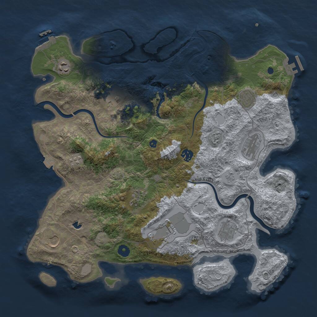 Rust Map: Procedural Map, Size: 4000, Seed: 4352632, 16 Monuments