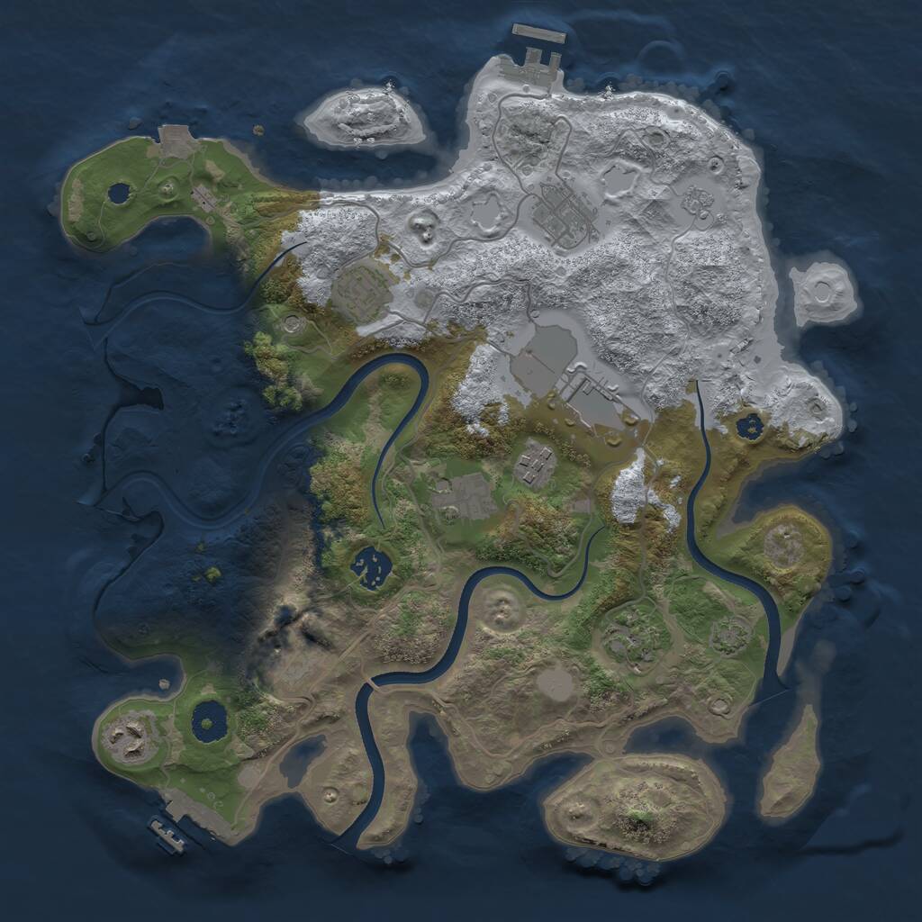 Rust Map: Procedural Map, Size: 3500, Seed: 425215252, 15 Monuments