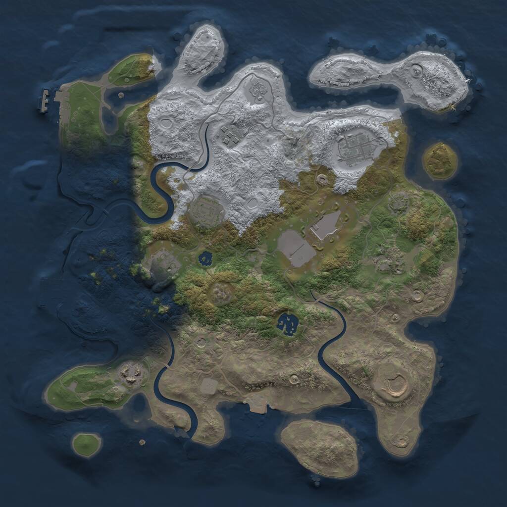 Rust Map: Procedural Map, Size: 3500, Seed: 1380438154, 15 Monuments