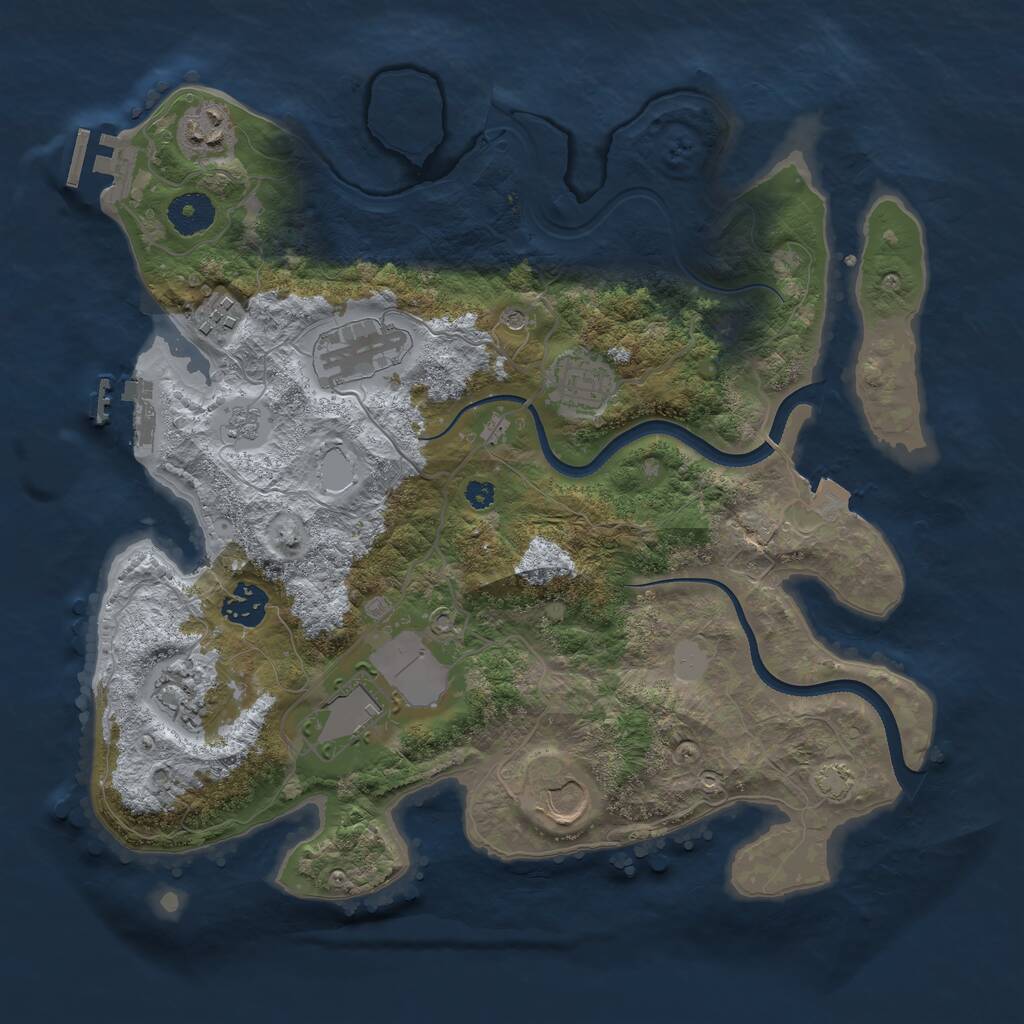 Rust Map: Procedural Map, Size: 3500, Seed: 1348573954, 14 Monuments