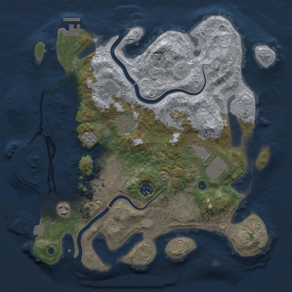 Rust Map: Procedural Map, Size: 3500, Seed: 1179150025, 15 Monuments