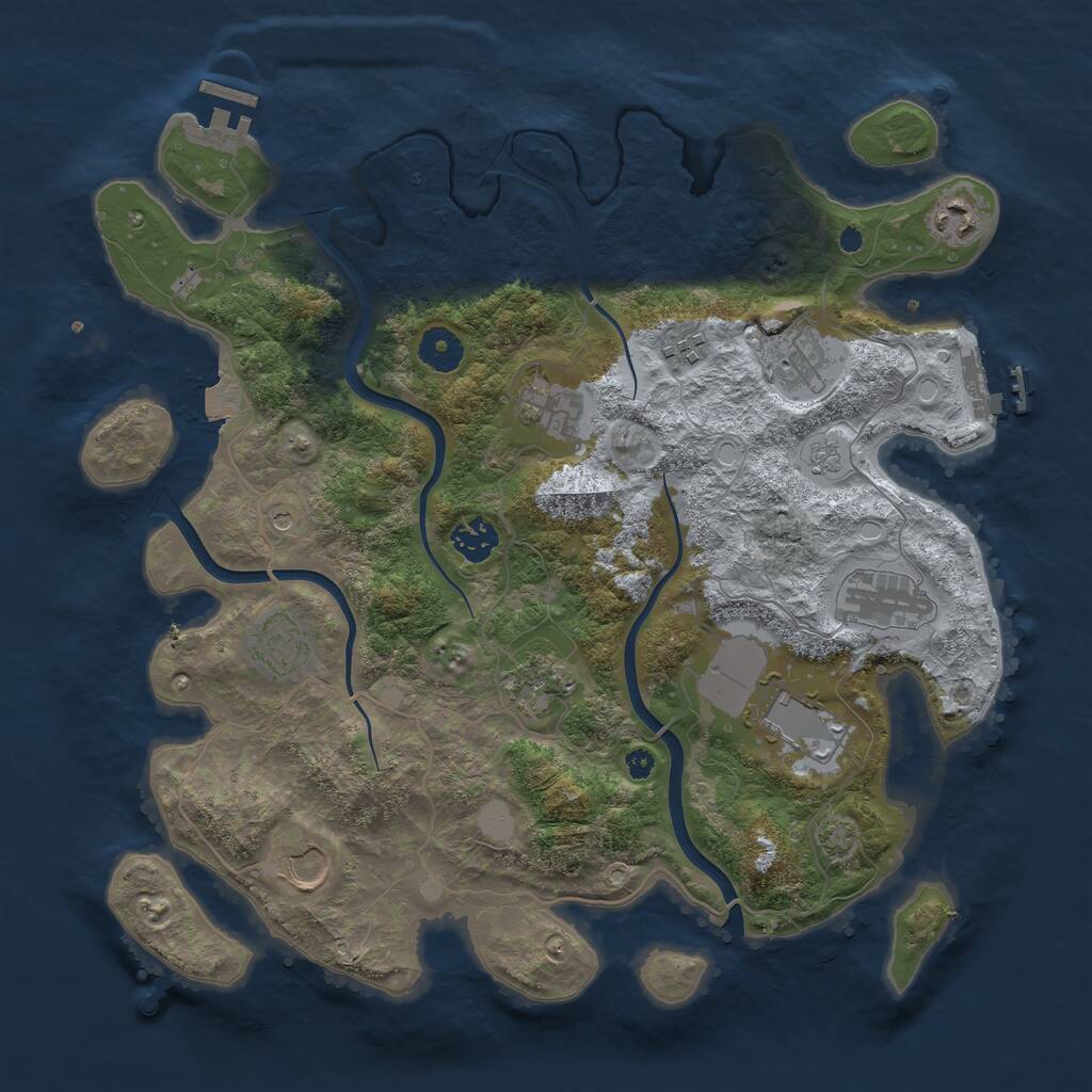 Rust Map: Procedural Map, Size: 3750, Seed: 1945552431, 16 Monuments
