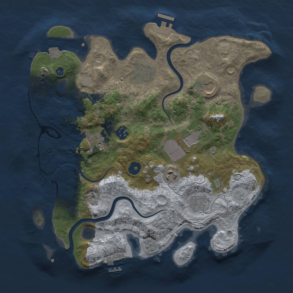 Rust Map: Procedural Map, Size: 3500, Seed: 344206810, 14 Monuments