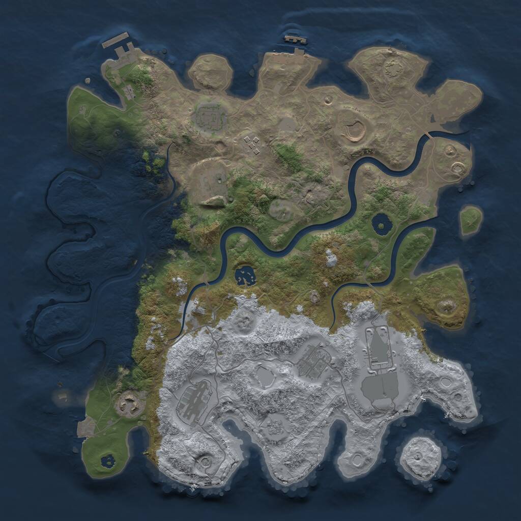 Rust Map: Procedural Map, Size: 3750, Seed: 1291439019, 15 Monuments