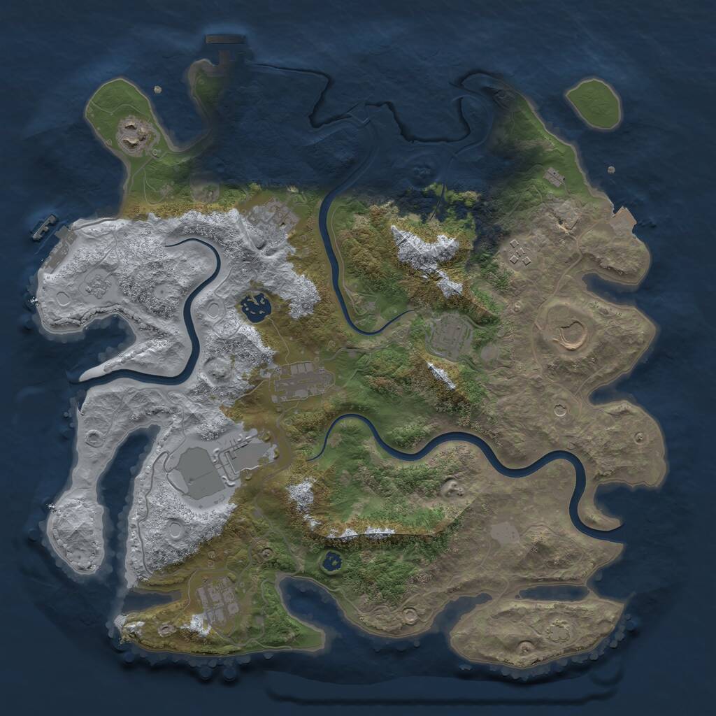 Rust Map: Procedural Map, Size: 3750, Seed: 1926779743, 15 Monuments