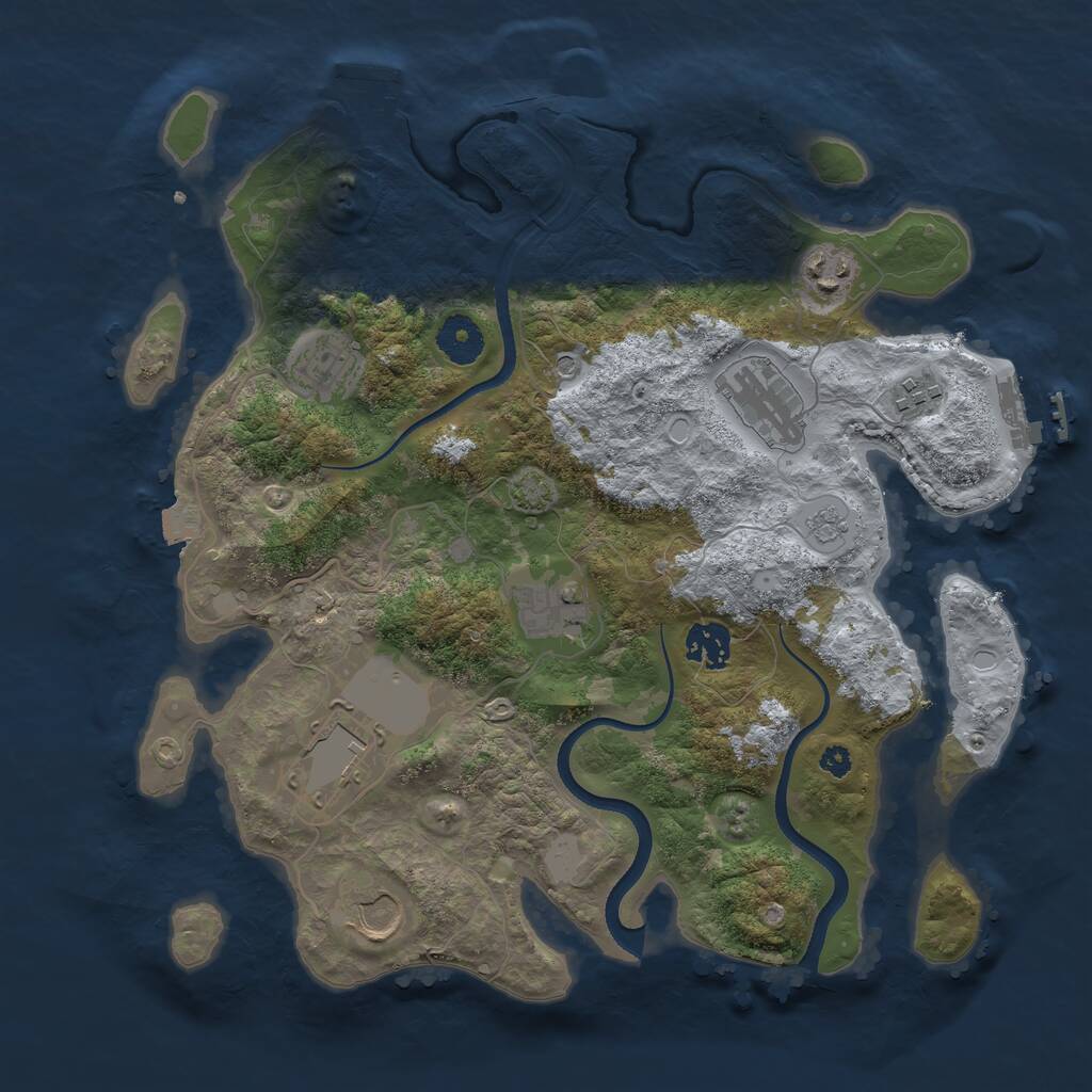 Rust Map: Procedural Map, Size: 3500, Seed: 1402965148, 14 Monuments