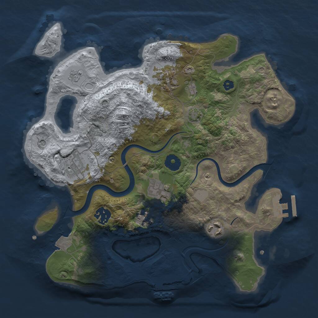 Rust Map: Procedural Map, Size: 3000, Seed: 1251130452, 12 Monuments