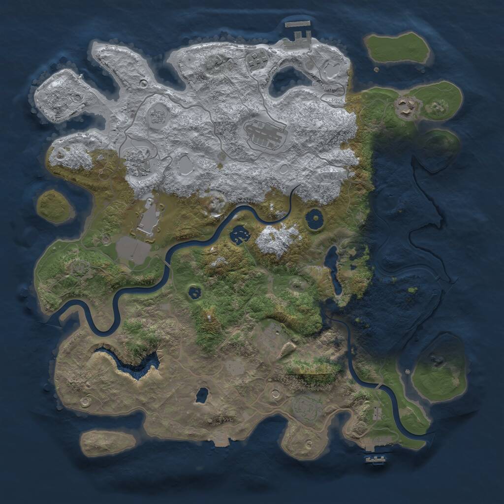 Rust Map: Procedural Map, Size: 4000, Seed: 1436808637, 14 Monuments
