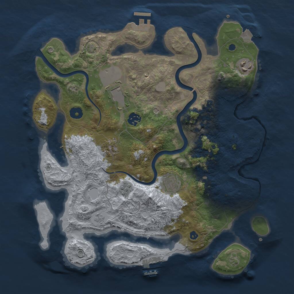 Rust Map: Procedural Map, Size: 3500, Seed: 106265714, 12 Monuments