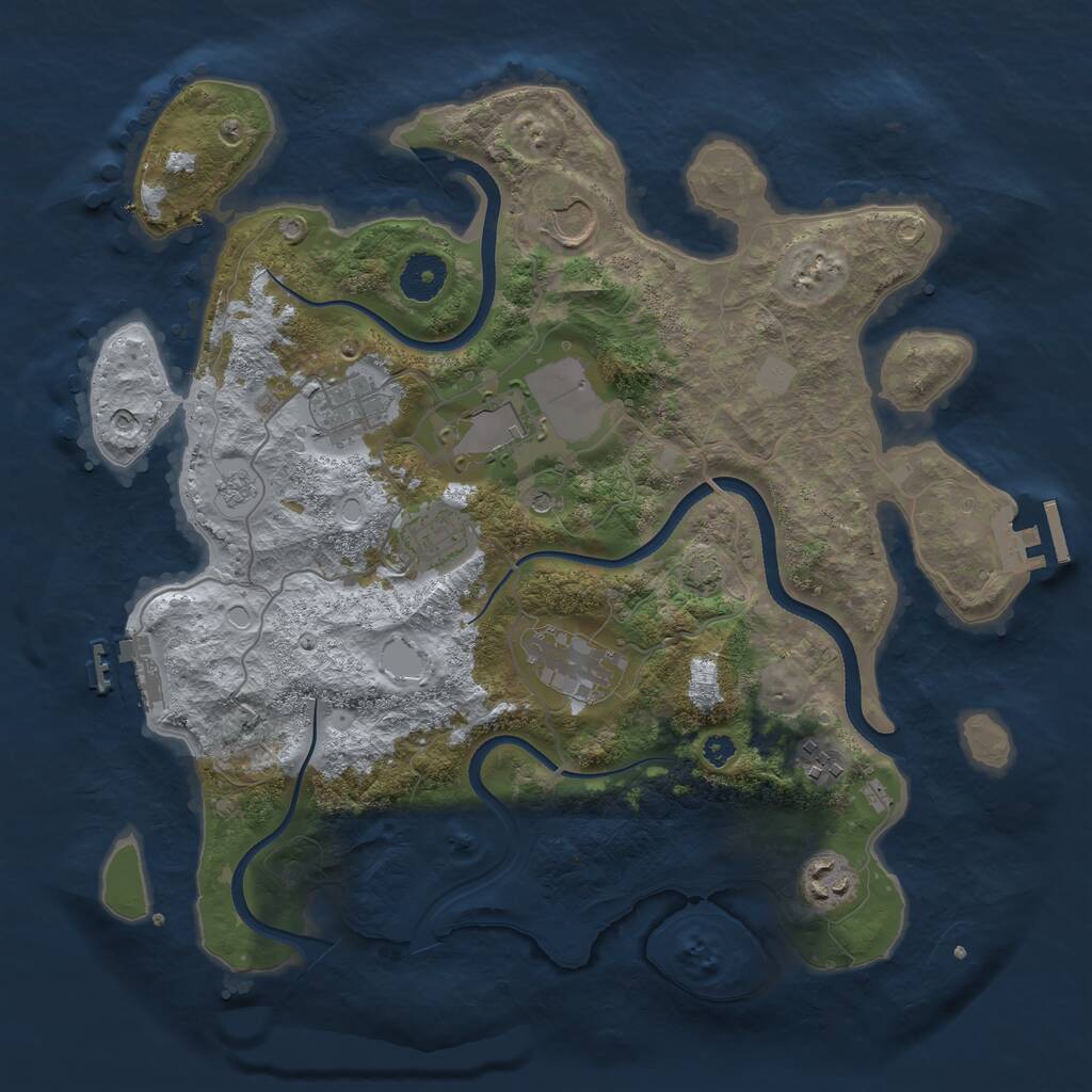 Rust Map: Procedural Map, Size: 3500, Seed: 893498035, 13 Monuments