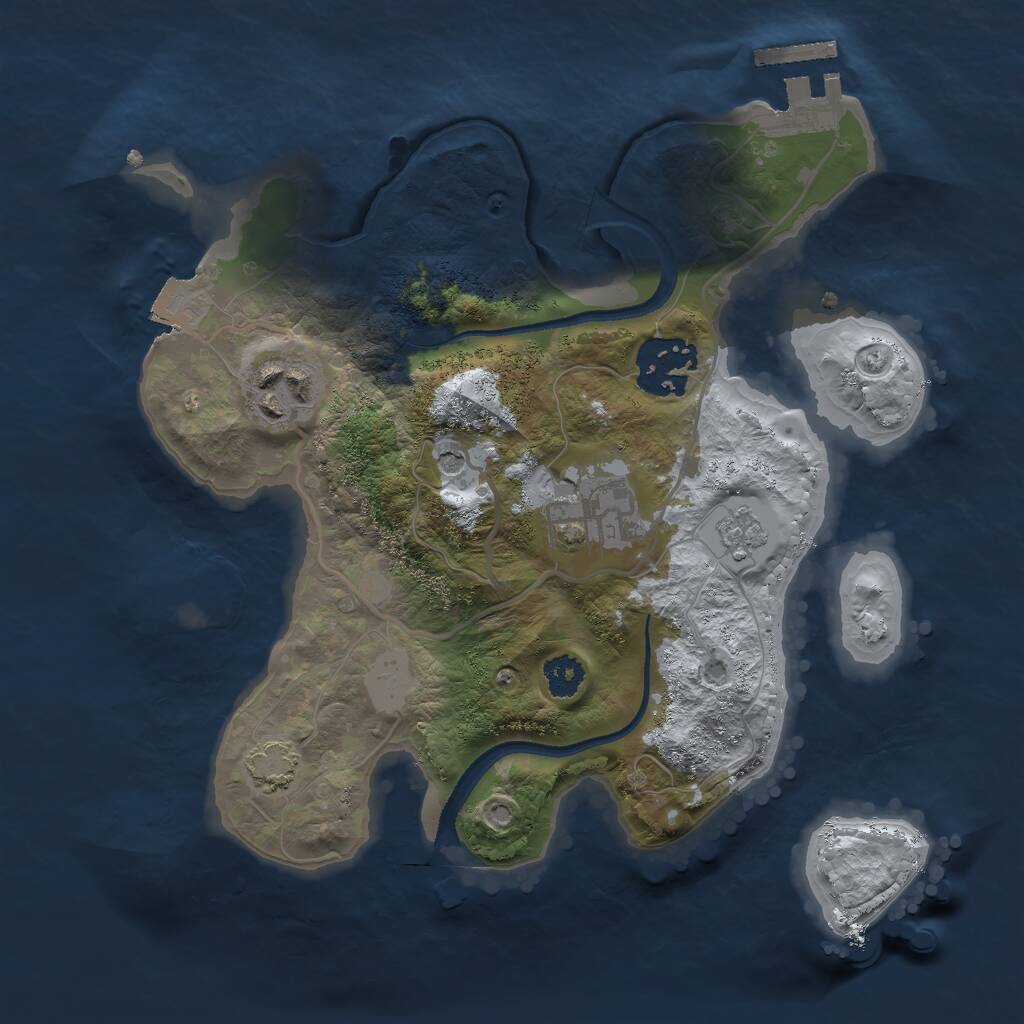 Rust Map: Procedural Map, Size: 2500, Seed: 49089685, 8 Monuments