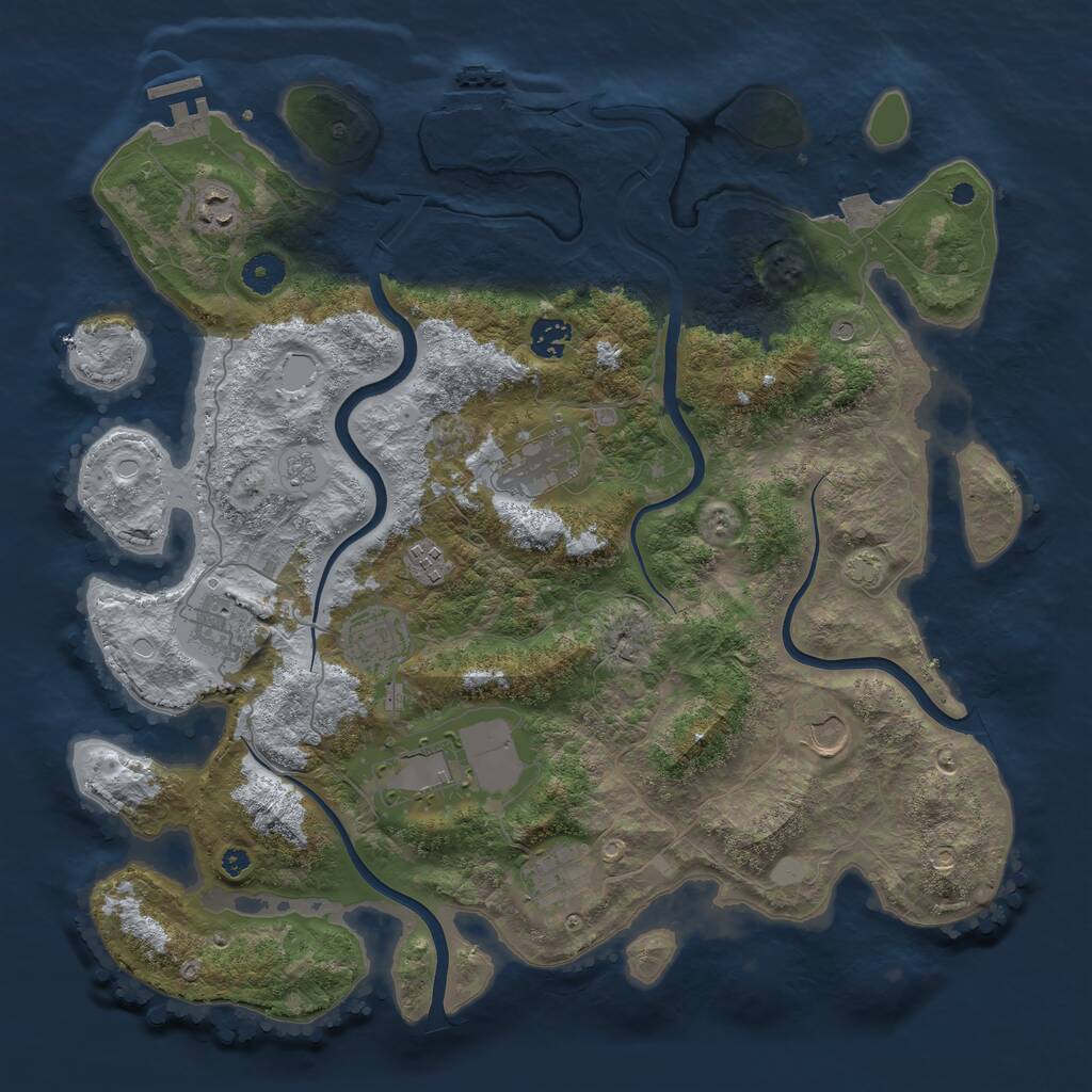 Rust Map: Procedural Map, Size: 3989, Seed: 65000, 15 Monuments