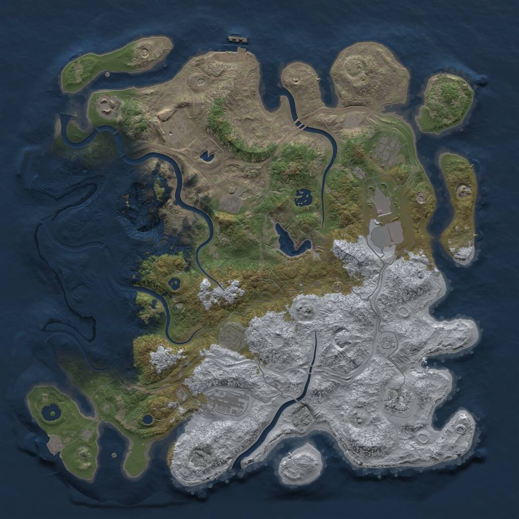 Rust Map: Procedural Map, Size: 4250, Seed: 599535326, 16 Monuments