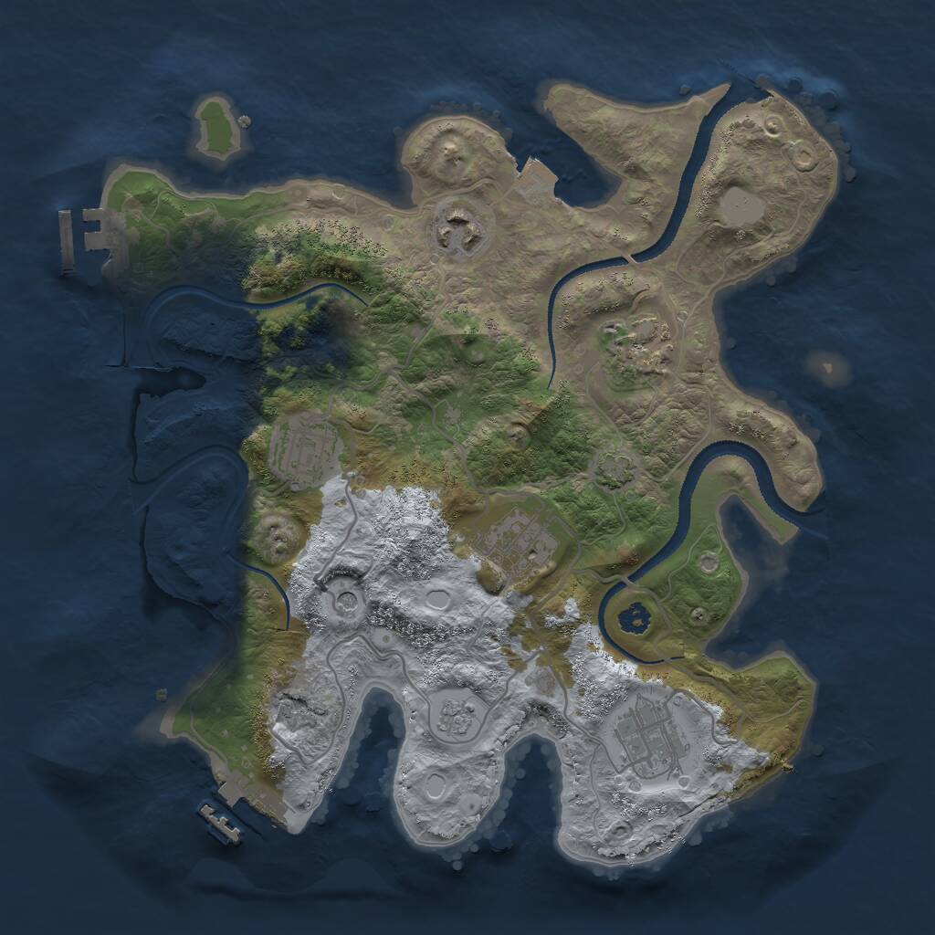 Rust Map: Procedural Map, Size: 3000, Seed: 1022201328, 11 Monuments