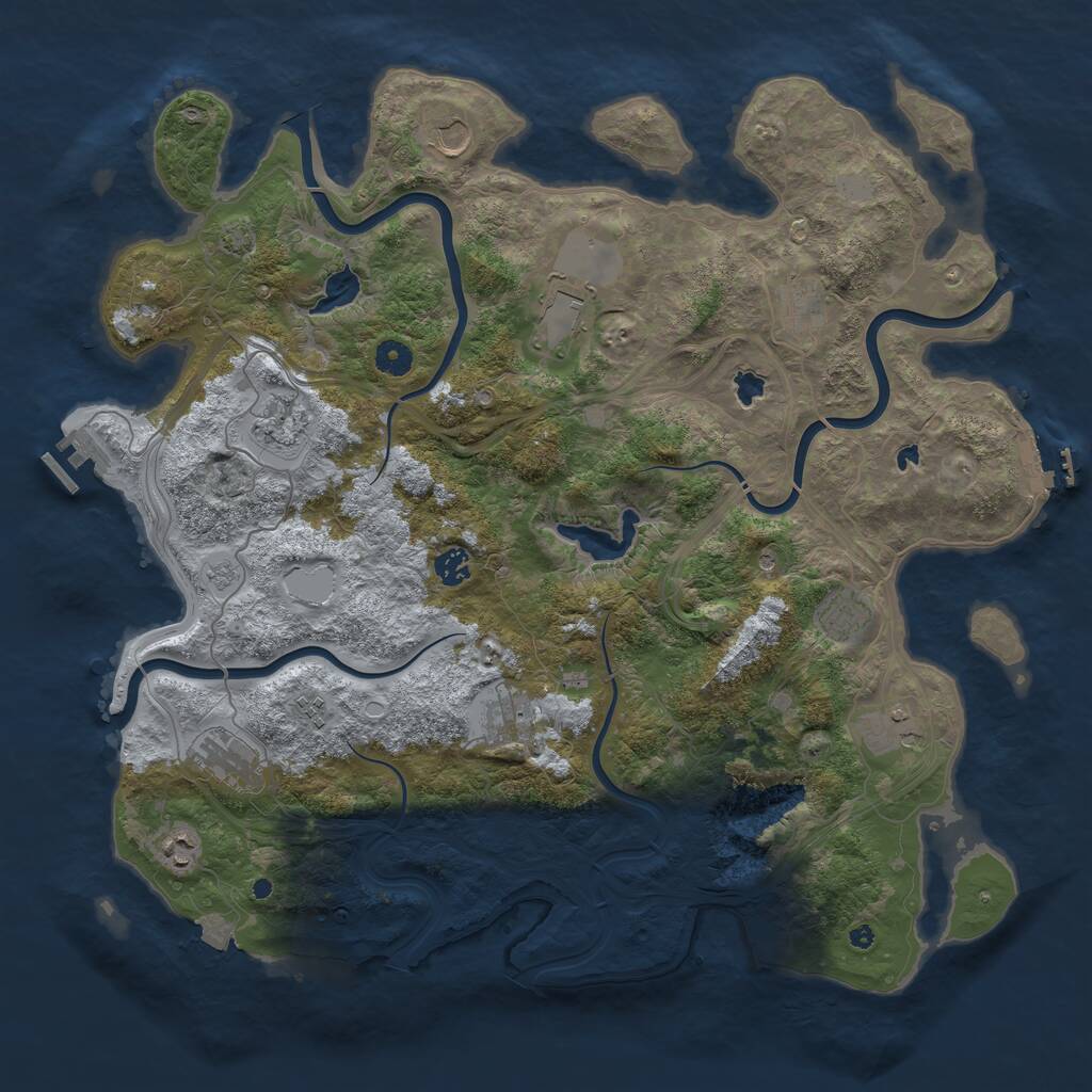 Rust Map: Procedural Map, Size: 4500, Seed: 412338125, 17 Monuments