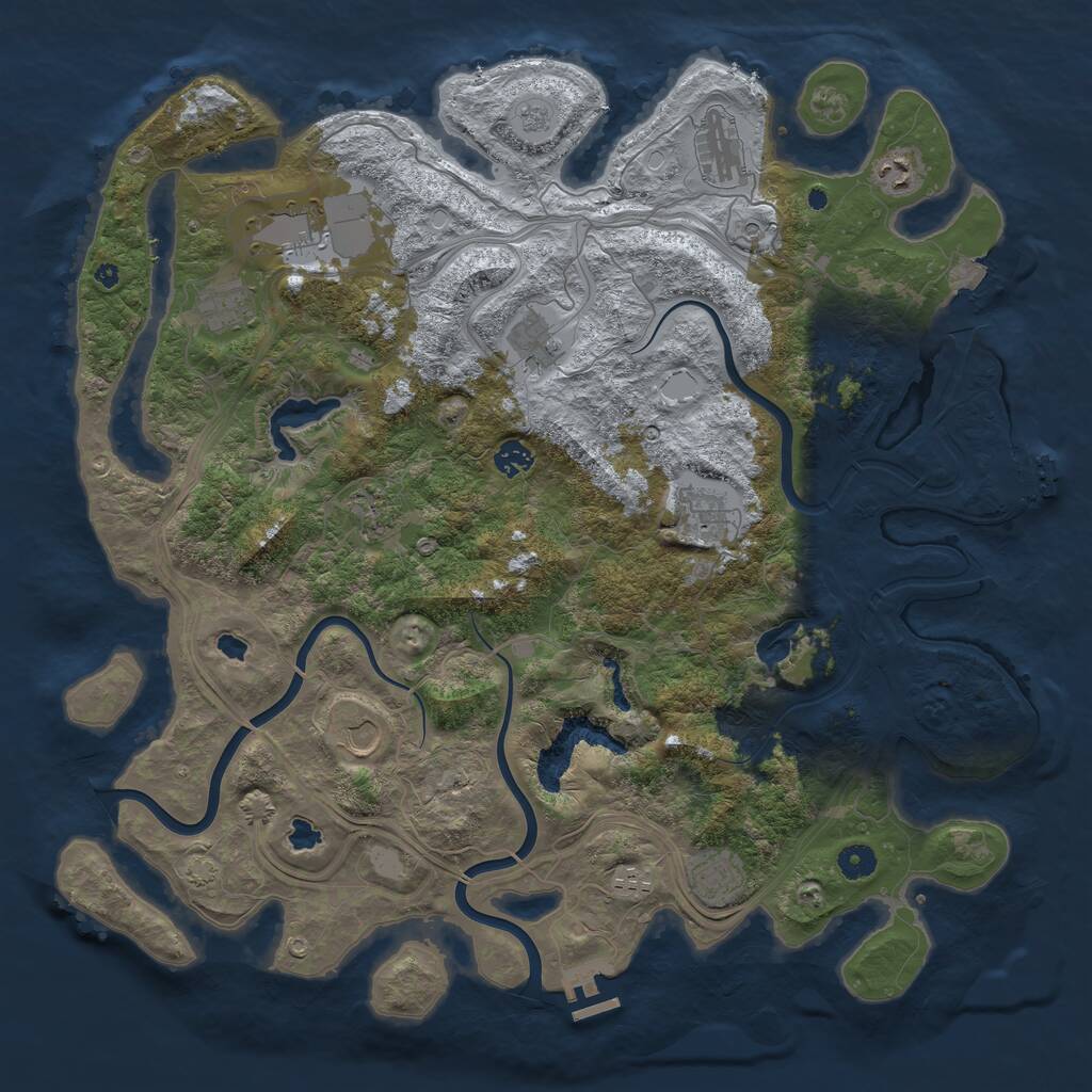 Rust Map: Procedural Map, Size: 4500, Seed: 368199310, 17 Monuments