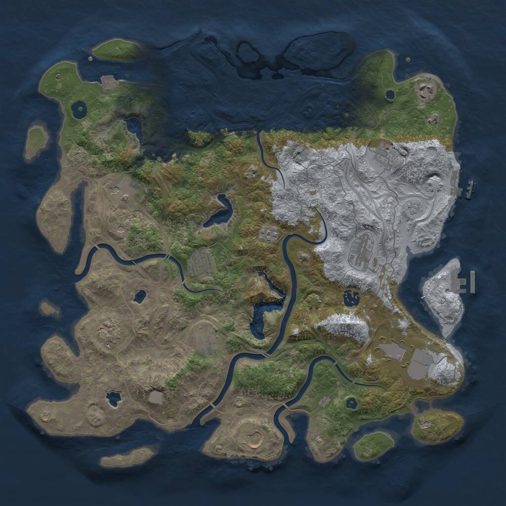 Rust Map: Procedural Map, Size: 4500, Seed: 842286963, 17 Monuments