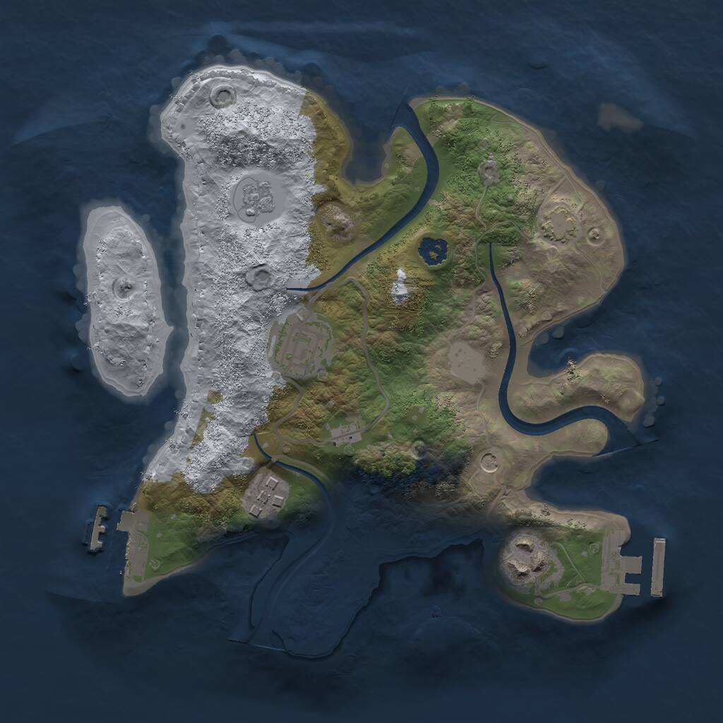 Rust Map: Procedural Map, Size: 2500, Seed: 1983, 9 Monuments