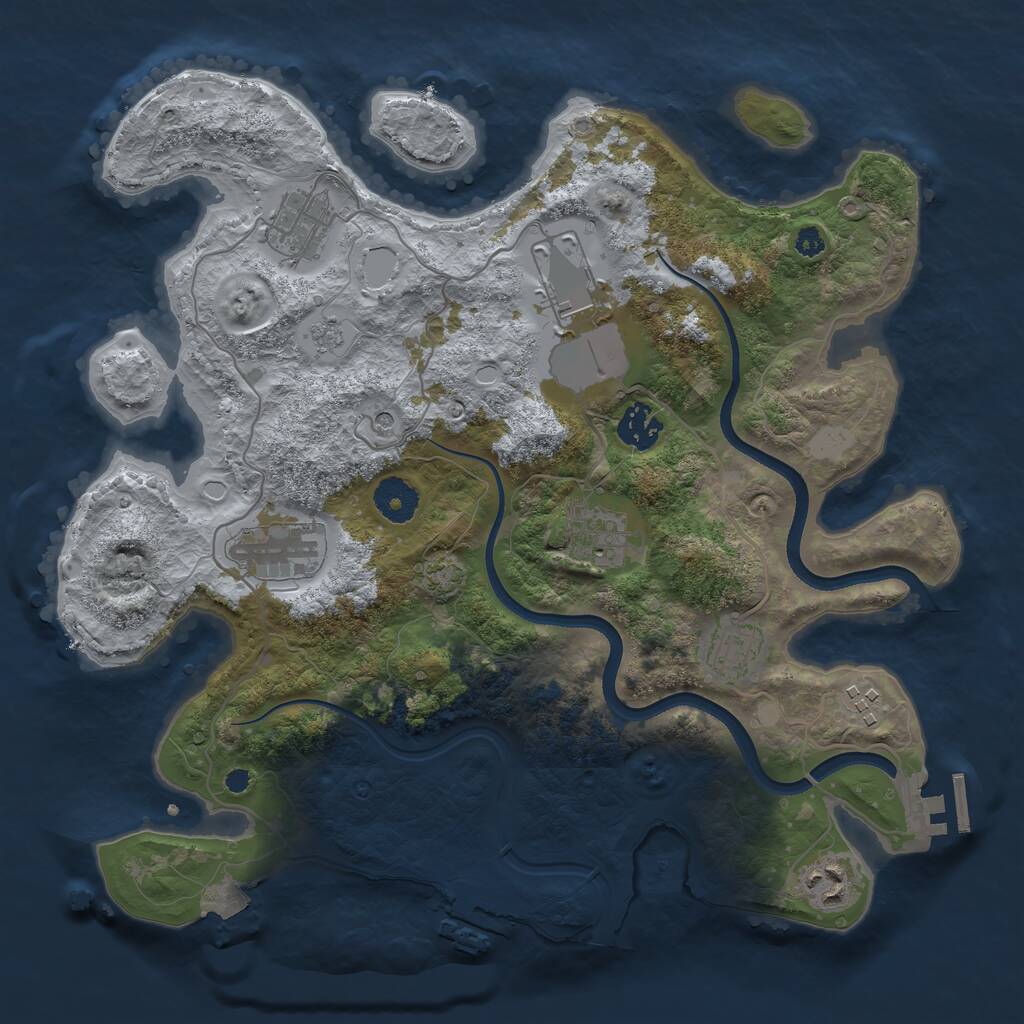 Rust Map: Procedural Map, Size: 3500, Seed: 9700849, 14 Monuments