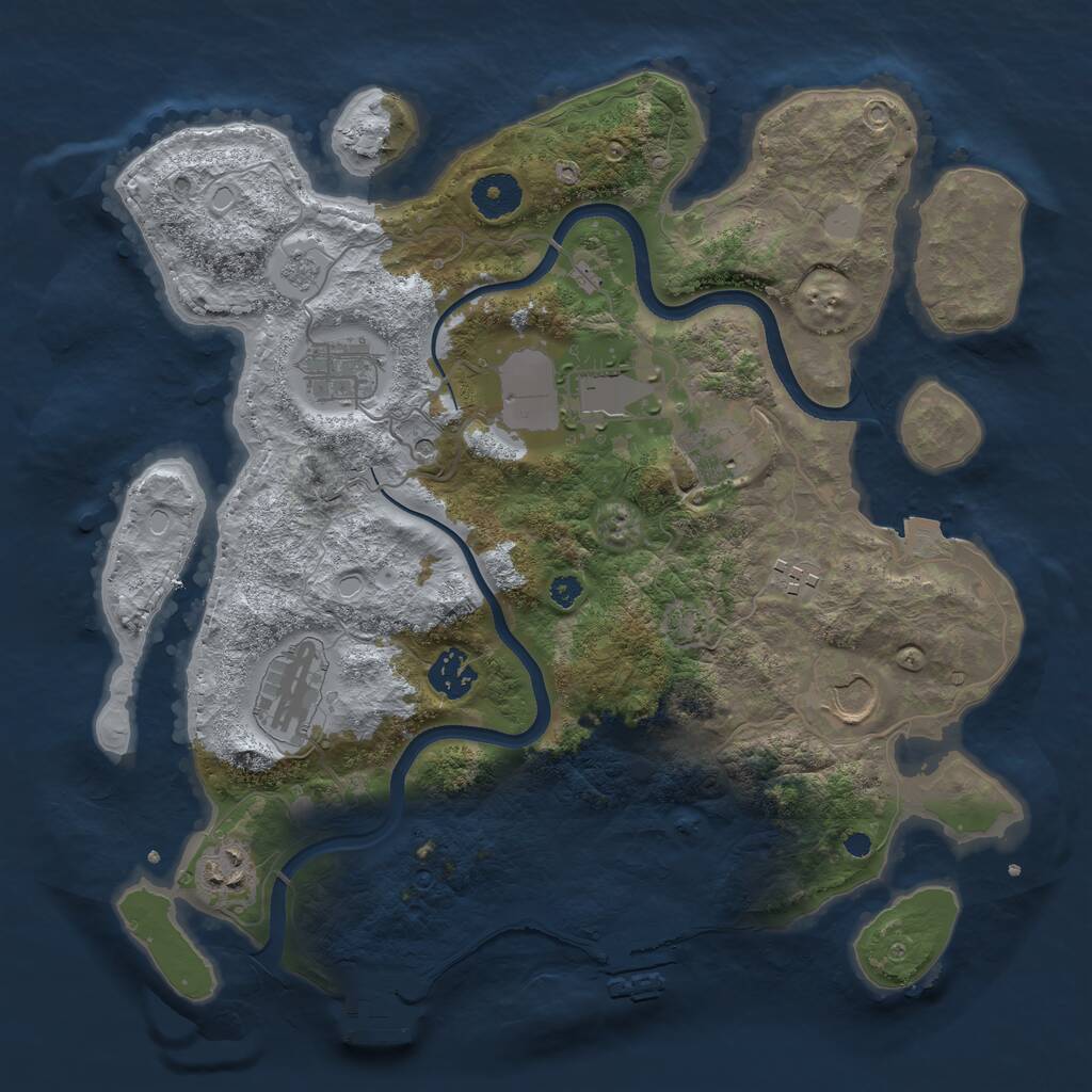 Rust Map: Procedural Map, Size: 3500, Seed: 623985646, 14 Monuments