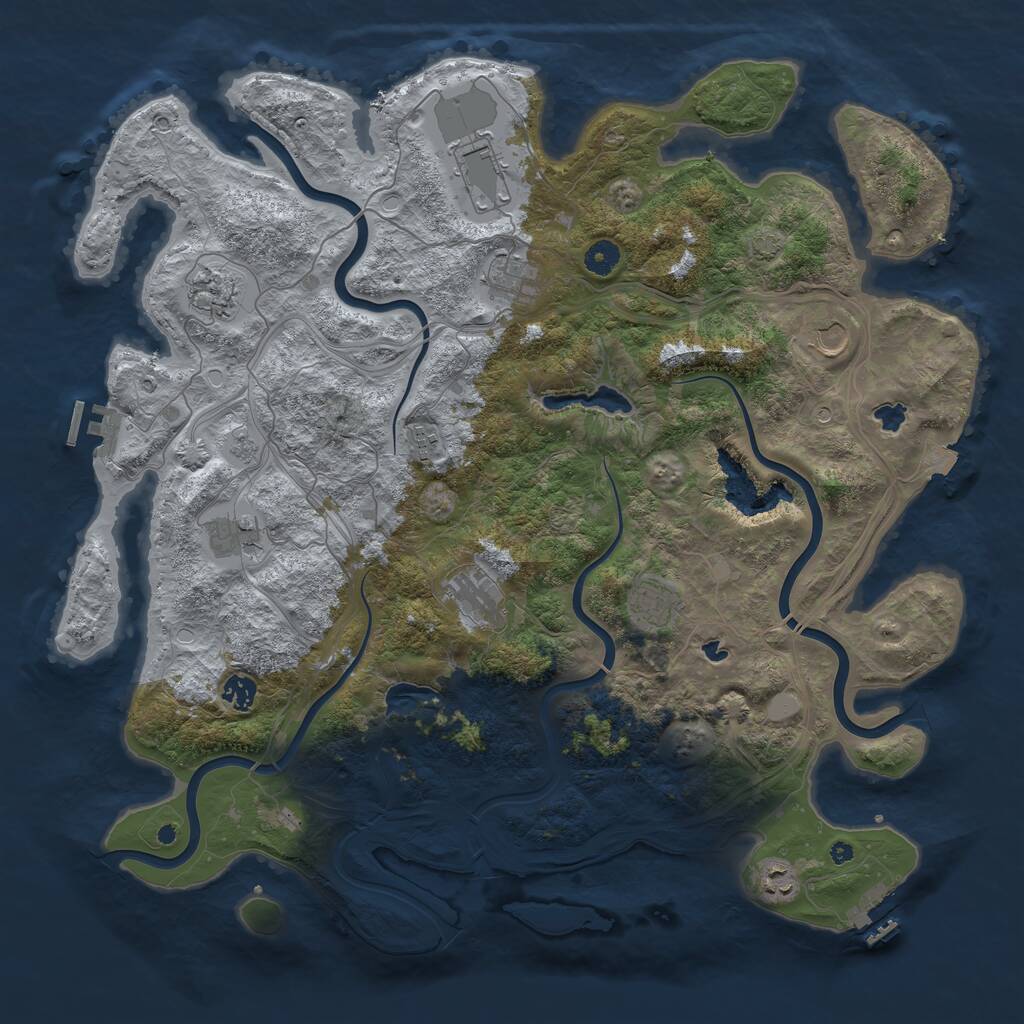 Rust Map: Procedural Map, Size: 4500, Seed: 443705330, 16 Monuments