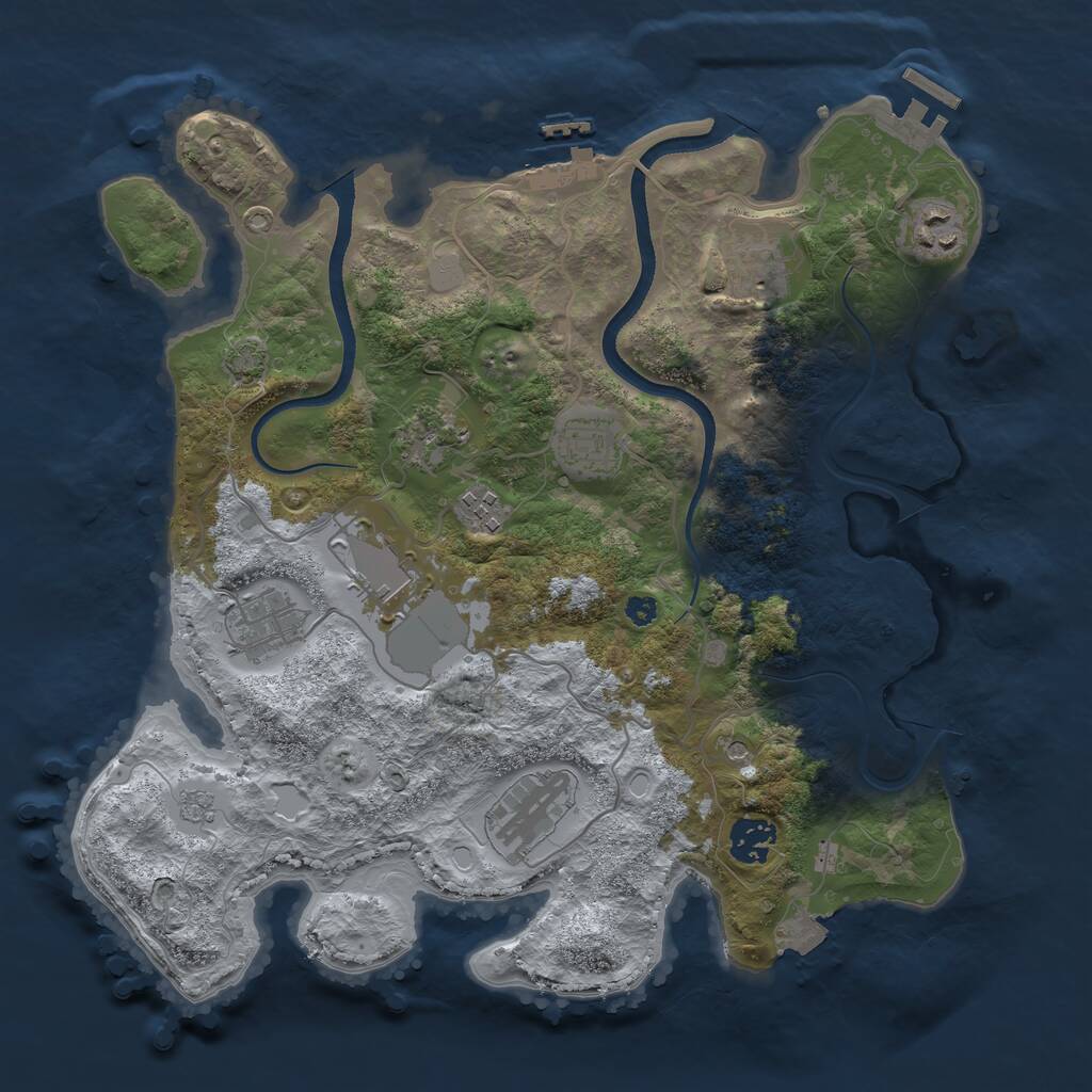 Rust Map: Procedural Map, Size: 3500, Seed: 809701493, 15 Monuments