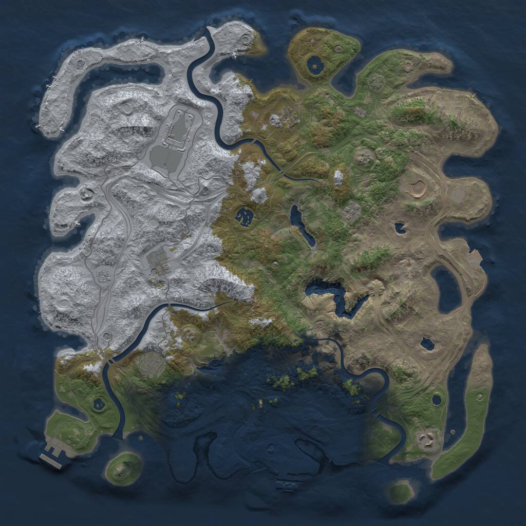 Rust Map: Procedural Map, Size: 4500, Seed: 831124987, 14 Monuments