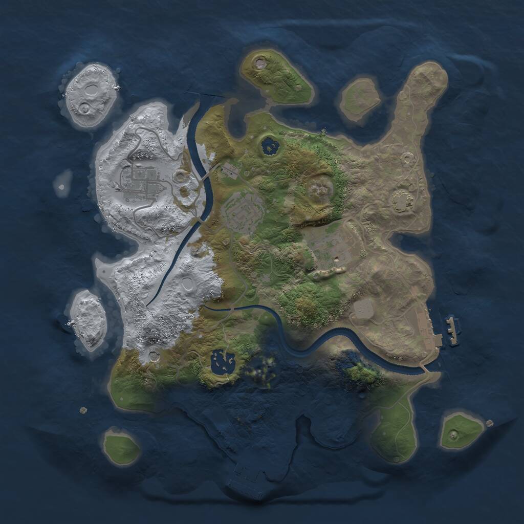 Rust Map: Procedural Map, Size: 3000, Seed: 351206430, 9 Monuments