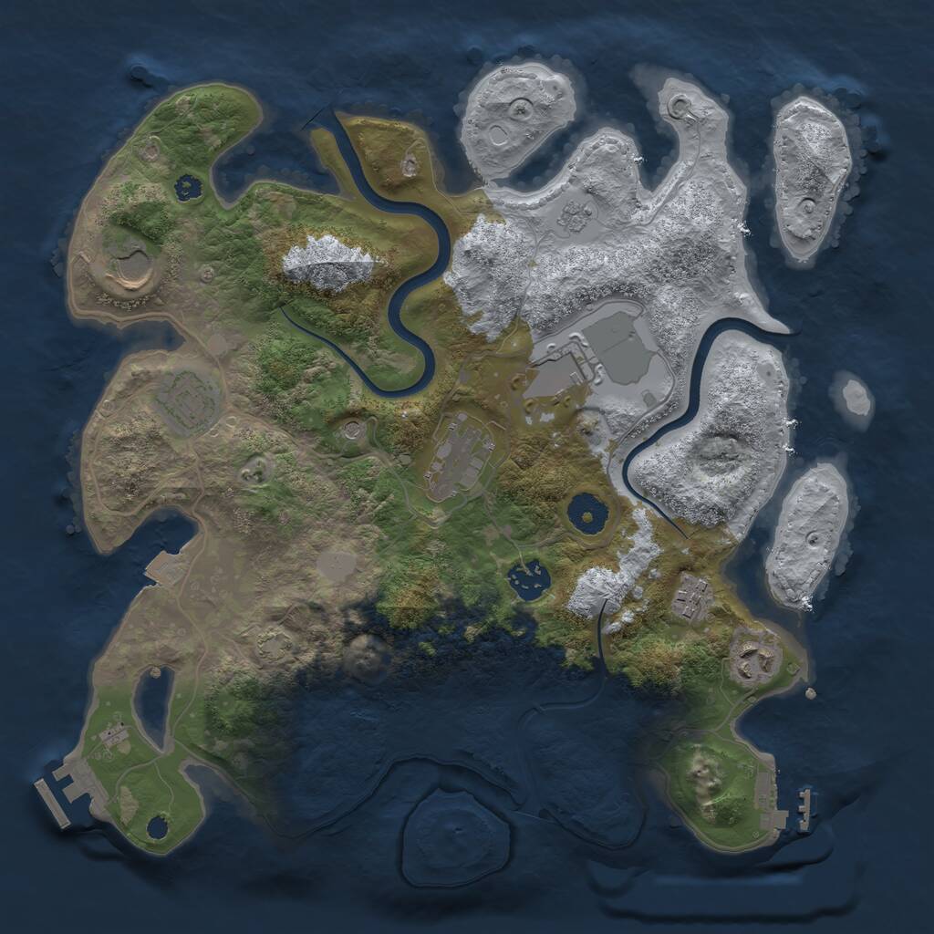 Rust Map: Procedural Map, Size: 3500, Seed: 541854619, 13 Monuments