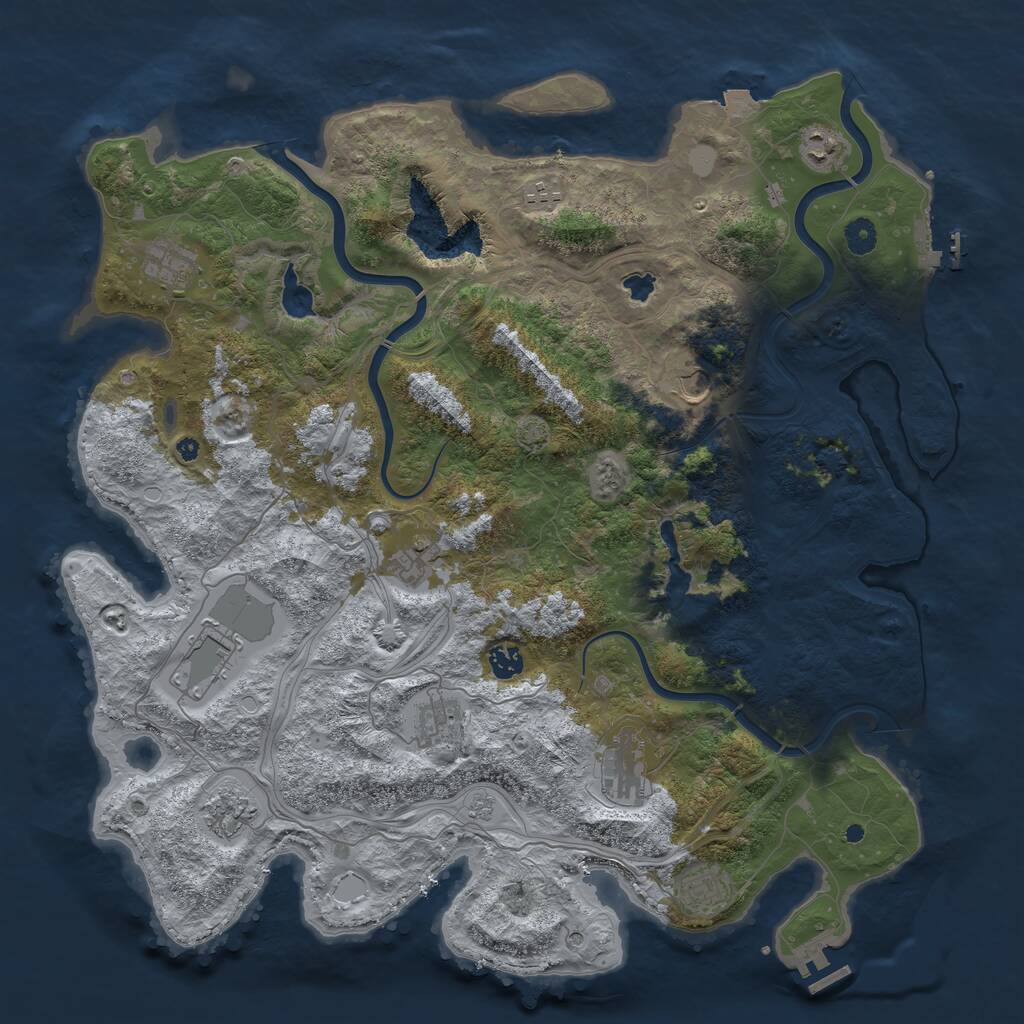 Rust Map: Procedural Map, Size: 4500, Seed: 1999216015, 17 Monuments