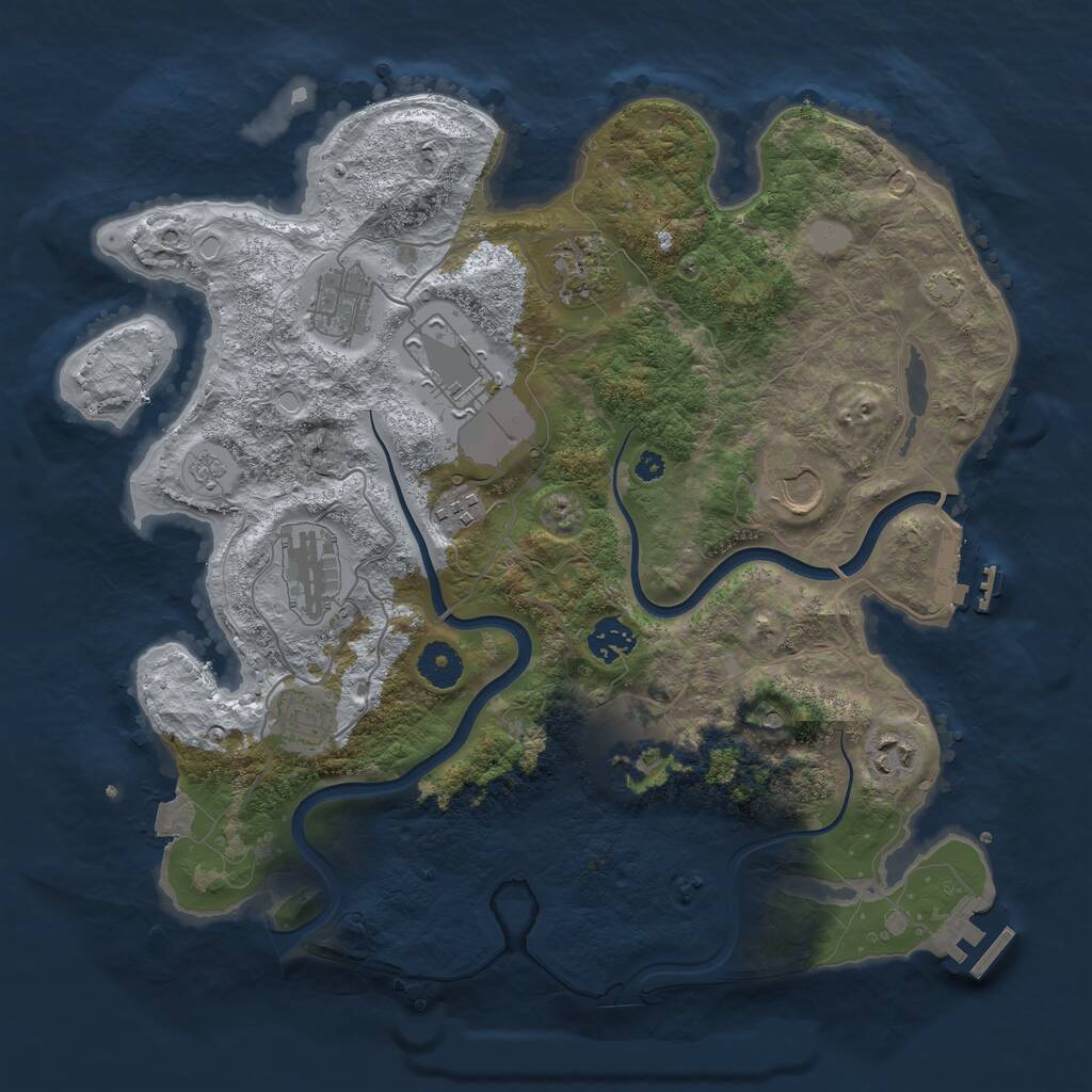 Rust Map: Procedural Map, Size: 3700, Seed: 142223373, 16 Monuments