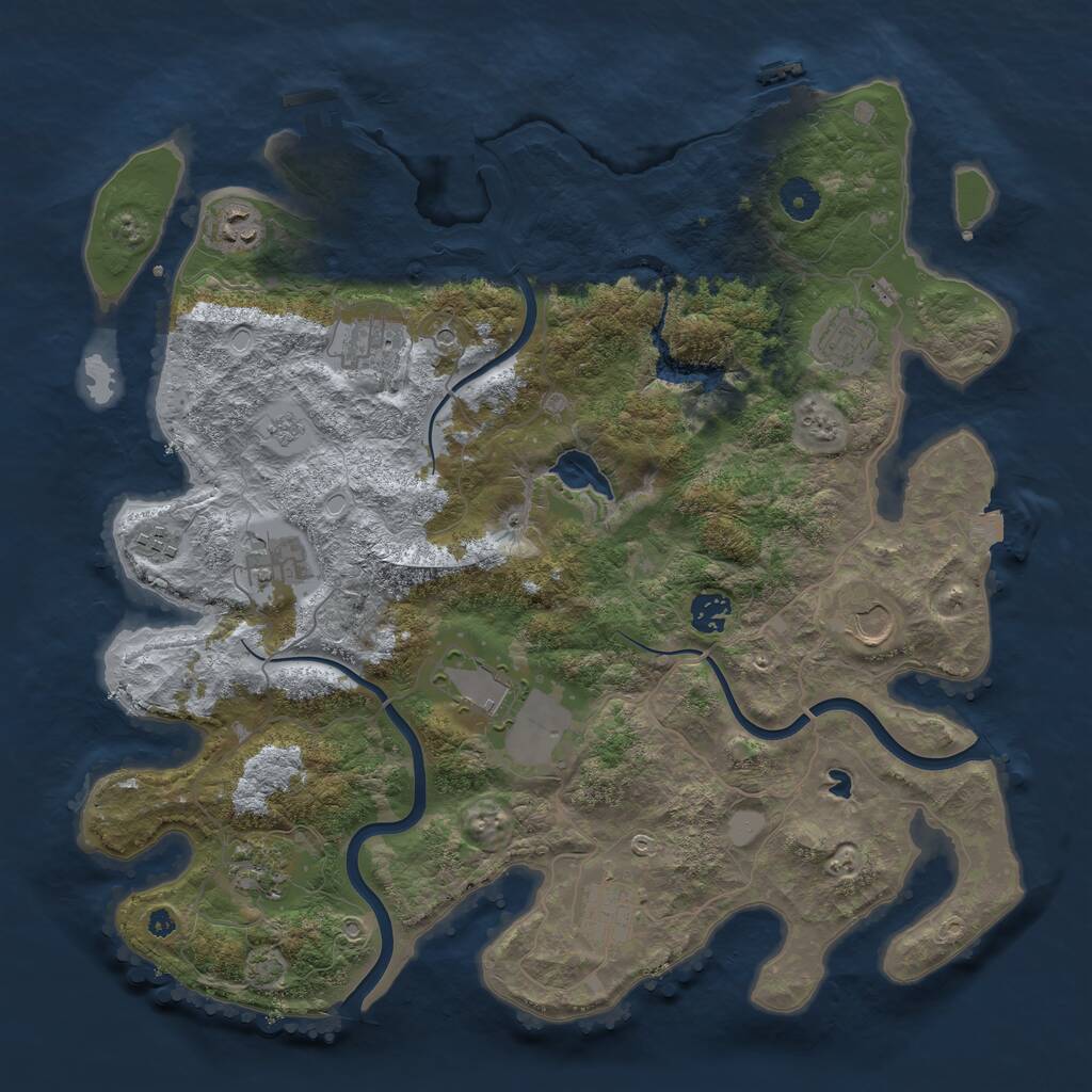 Rust Map: Procedural Map, Size: 4000, Seed: 45681, 16 Monuments