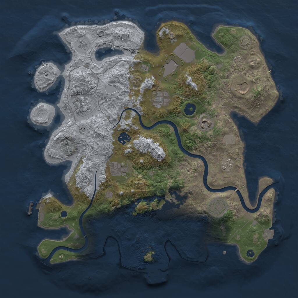 Rust Map: Procedural Map, Size: 3750, Seed: 44892017, 16 Monuments