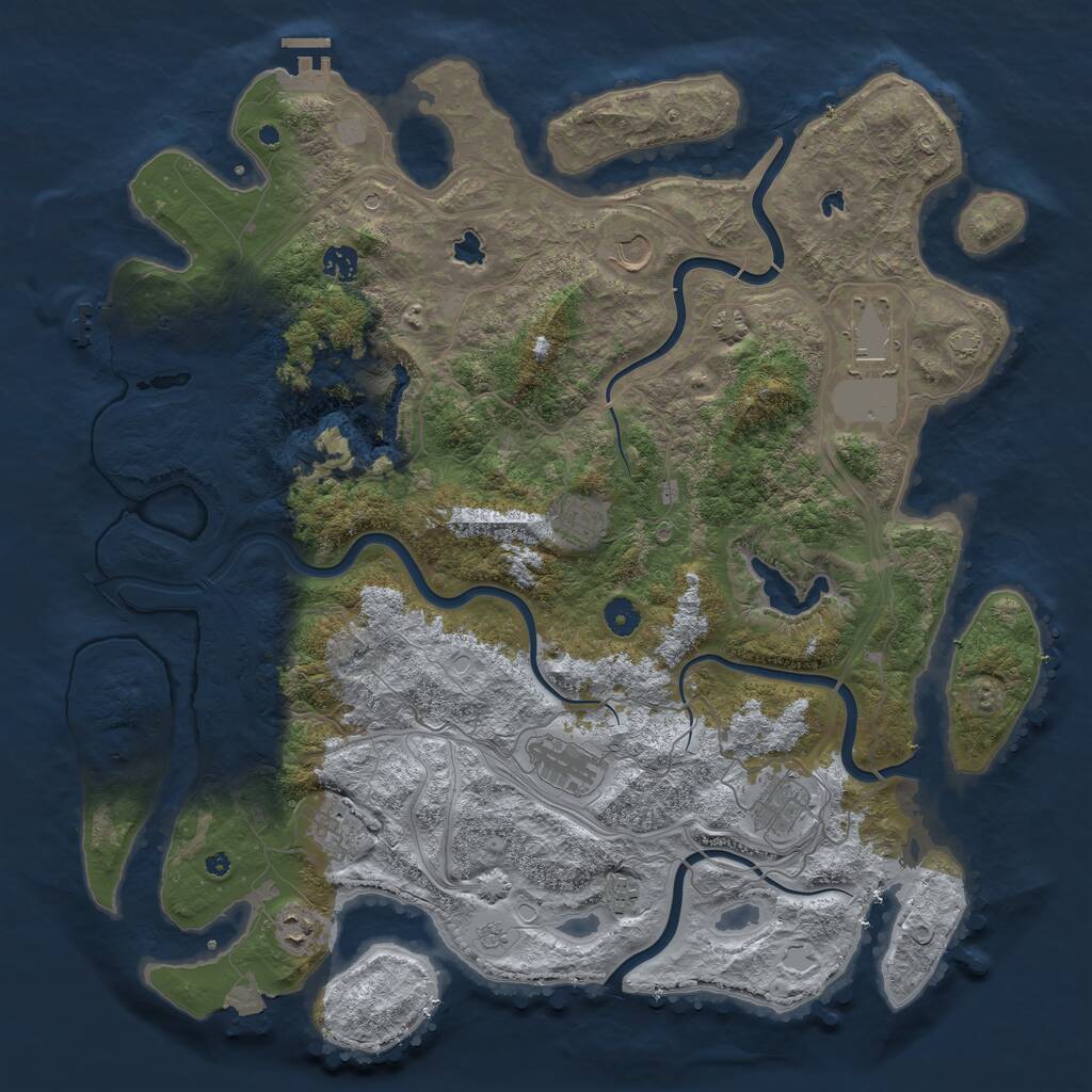 Rust Map: Procedural Map, Size: 4500, Seed: 677964696, 15 Monuments
